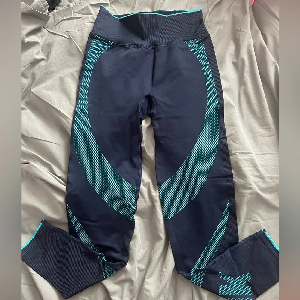 Victoria’s Secret pink leggings navy and aqua blue - Picture 1 of 4